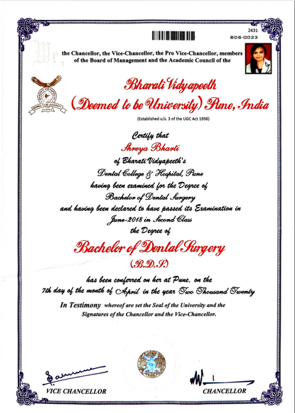 Bachelor of Dental Surgery